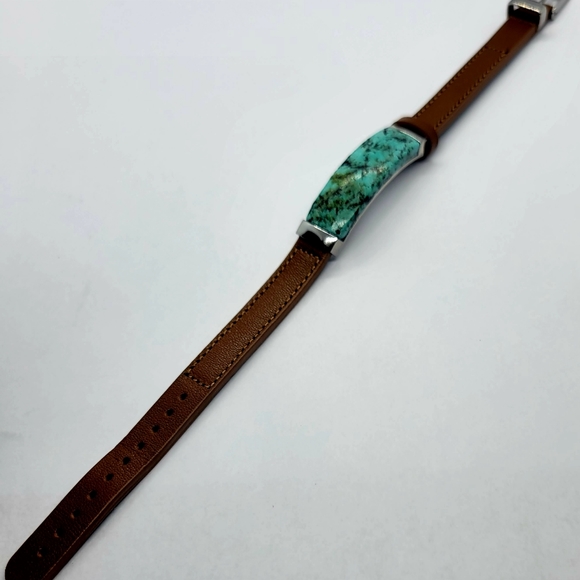 Stainless steel natural stone leather bracelet - Picture 5 of 6
